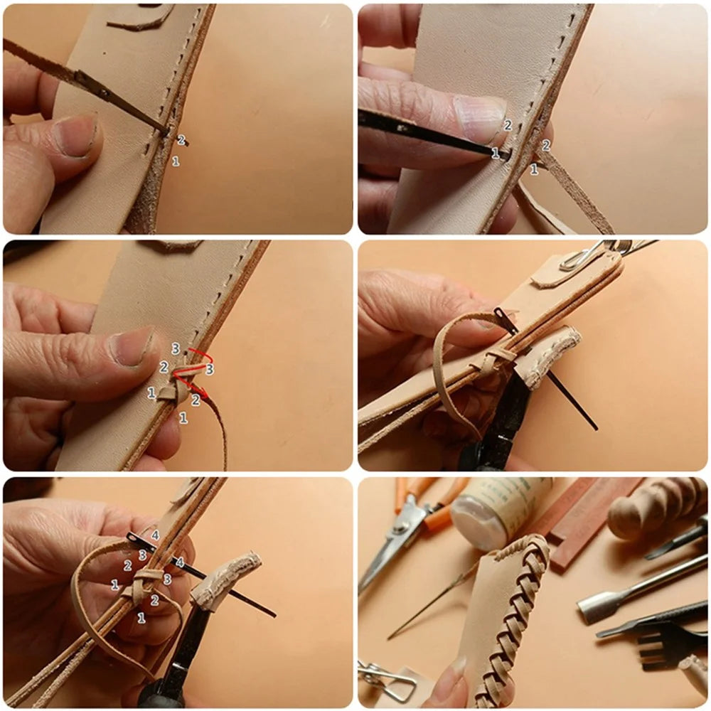 8Pcs Leather Sewing Needles Flat Head Double-Hole Steel Needles for Edge Binding Leathercraft Braiding - 7