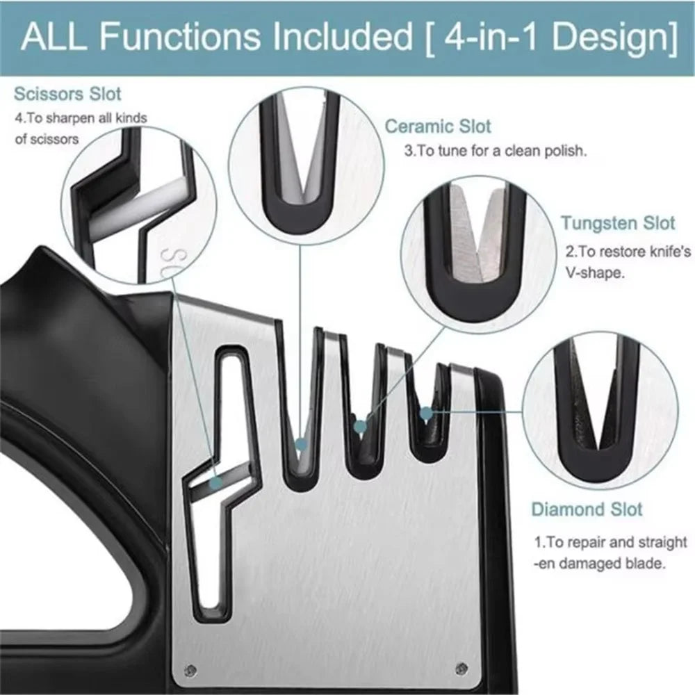 4 In 1 Multifunction Kitchen Knife Quick Sharpener Handheld Multi-Stage Sharpening Tool - 7