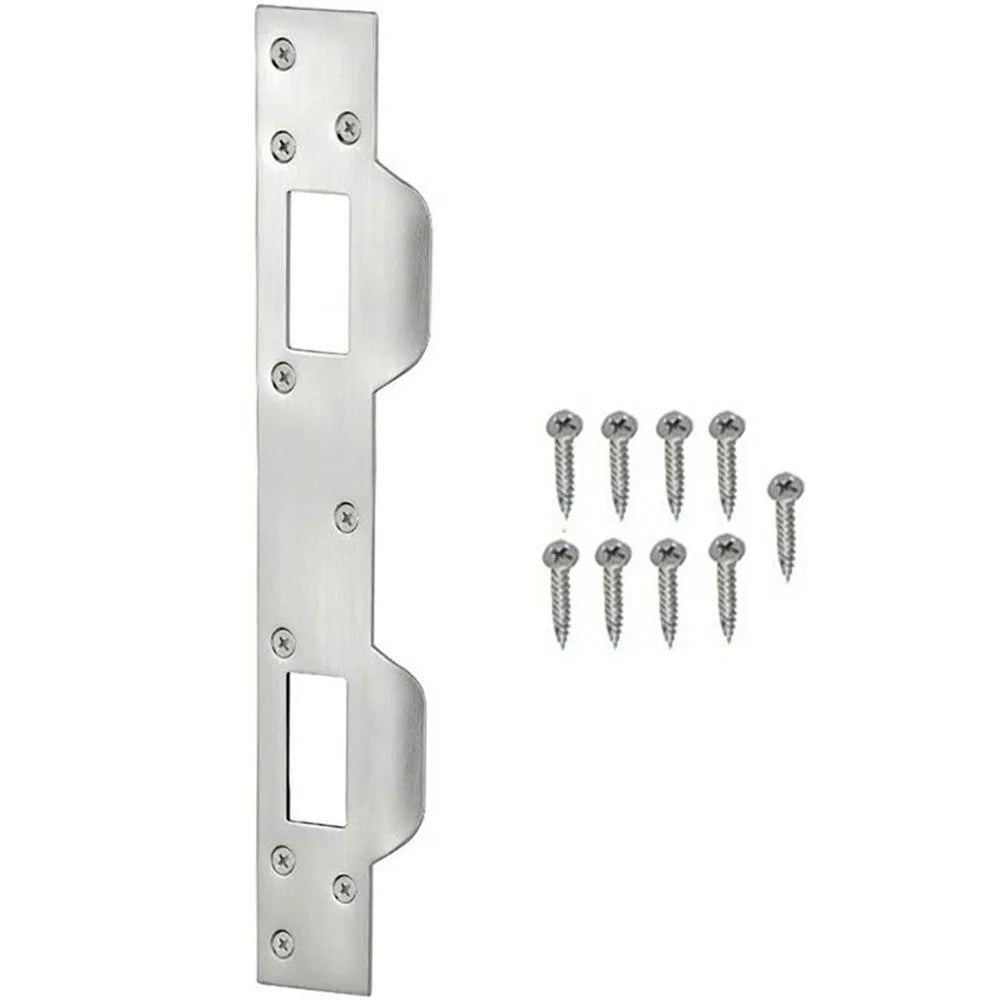 Heavy Duty Doors Metal Latch Plate Reinforcer Double Hole Strike Plate Security Latch Sheet - White - 1