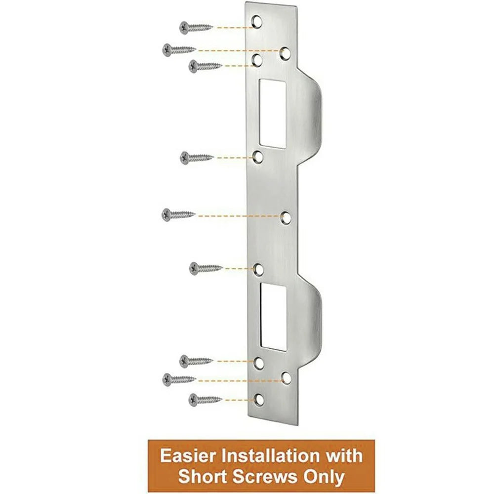 Heavy Duty Doors Metal Latch Plate Reinforcer Double Hole Strike Plate Security Latch Sheet - White - 2