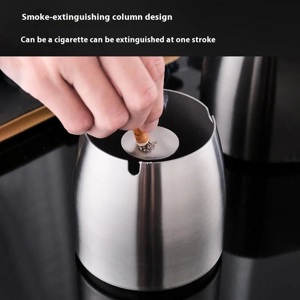Stainless Steel Ashtray Thickened Cigarette Holder Anti Fly Ash Ashtray Small Size without Lid - 2