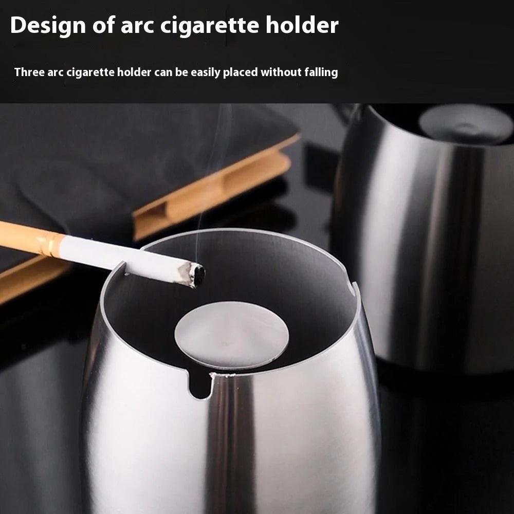 Stainless Steel Ashtray Thickened Cigarette Holder Anti Fly Ash Ashtray Large Size without Lid - 3