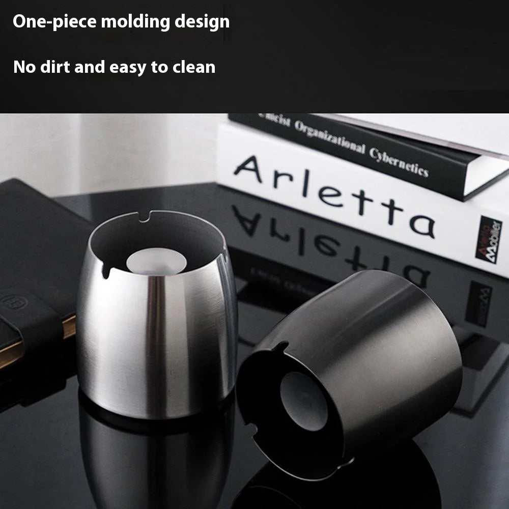 Stainless Steel Ashtray Thickened Cigarette Holder Anti Fly Ash Ashtray Large Size without Lid - 4