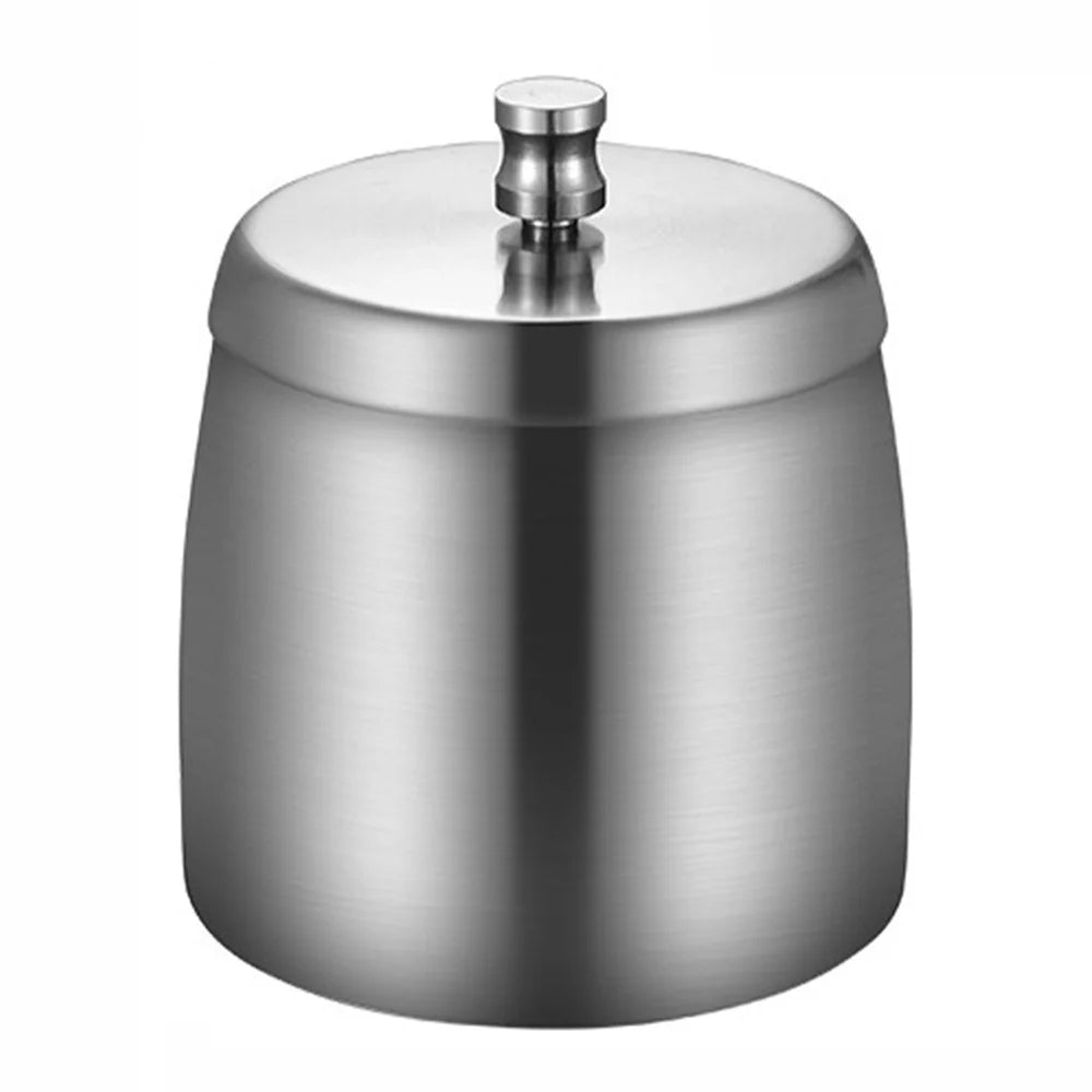 Stainless Steel Ashtray Anti-Fly Ash Shatterproof Thickened Ash Container Small Size with Lid - 1
