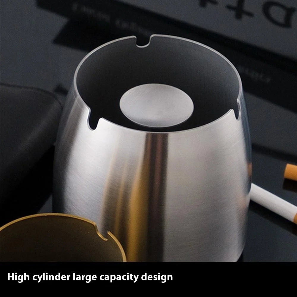 Stainless Steel Ashtray Anti-Fly Ash Shatterproof Thickened Ash Container Small Size with Lid - 7
