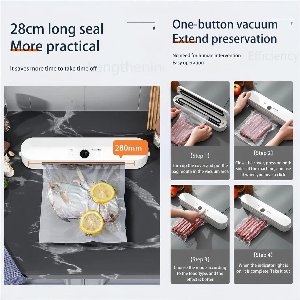 Vacuum Sealer Dry Wet Food Preservation Automatic Packaging Machine with 10 Vacuum Bags (BPA Free, FDA Approved) - EU Plug - 5