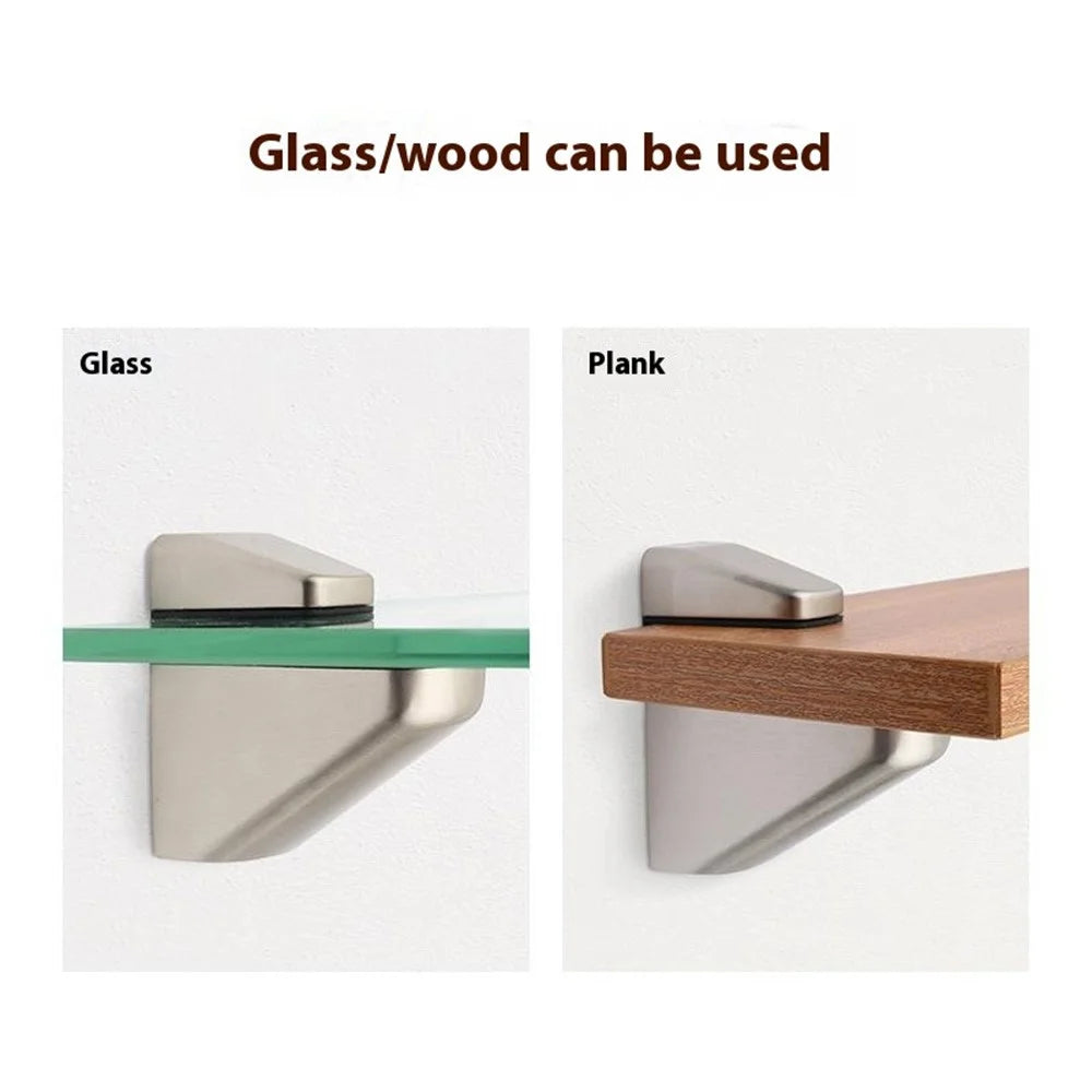 K161 3-23mm Adjustable Glass Shelf Zinc Alloy Clamp Glass Wood Board Fixing Clip Support Bracket - Black - 3
