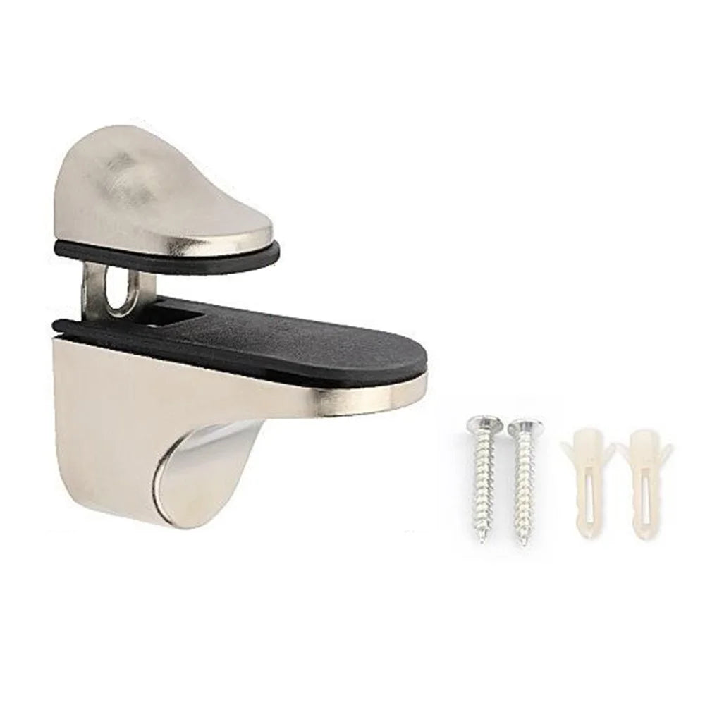 K839 Adjustable Glass Shelf Clip Zinc Alloy Bracket Support Arc-Mouth Clamp (Clamping Thickness: 3 - 20mm) - Brushed - 1