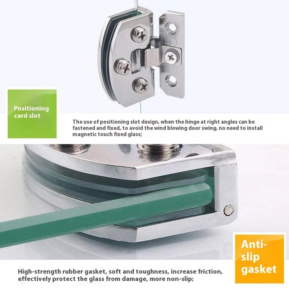 K843 Frameless Glass Door Hinge for Wine Cabinet / Pet Cabinet No Drilling Required 4-5mm Glass - Black - 7