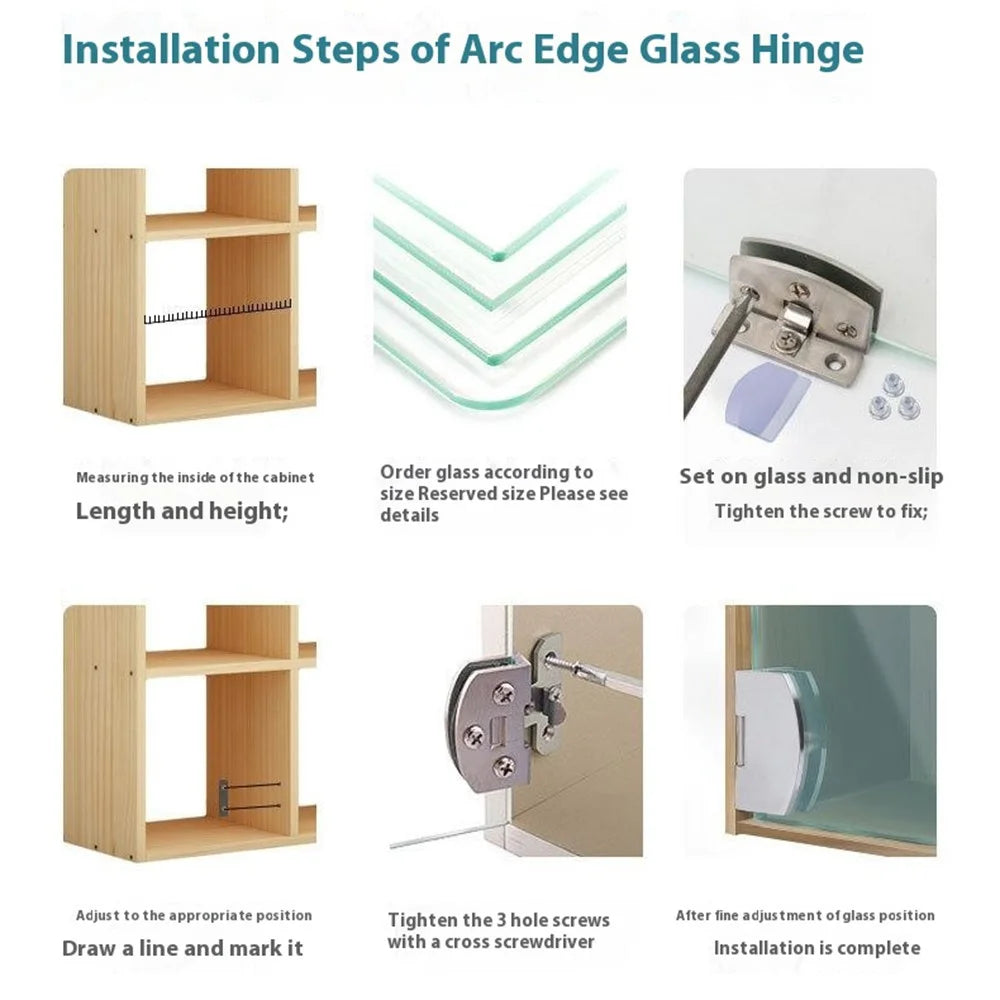 K845 Glass Door Hinge Punching Free Cabinet Hinge Clamp for Wine Cabinet / Pet Display Case 5-6mm Glass Thickness - 6