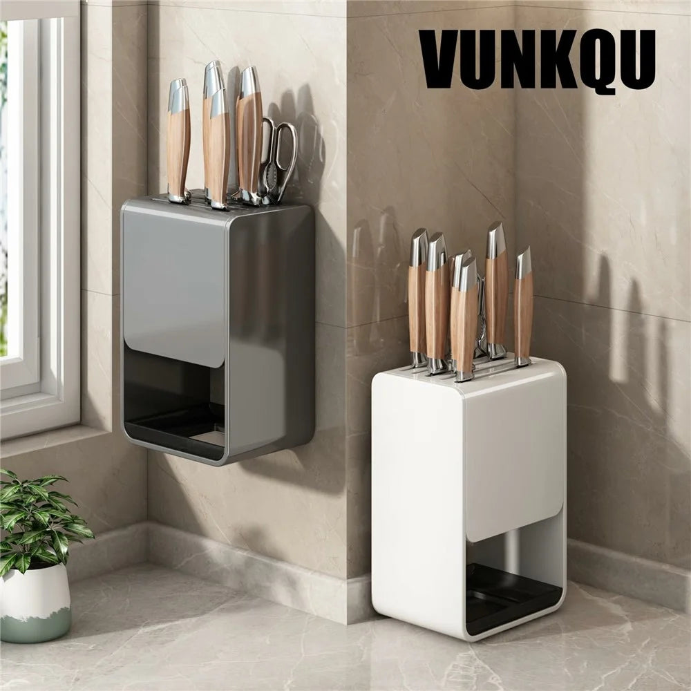 D01 Dual Use Knife Holder Organizer Wall Mounted Utensil Stand Kitchen Countertop Cutlery Storage Rack - Tarnish - 5