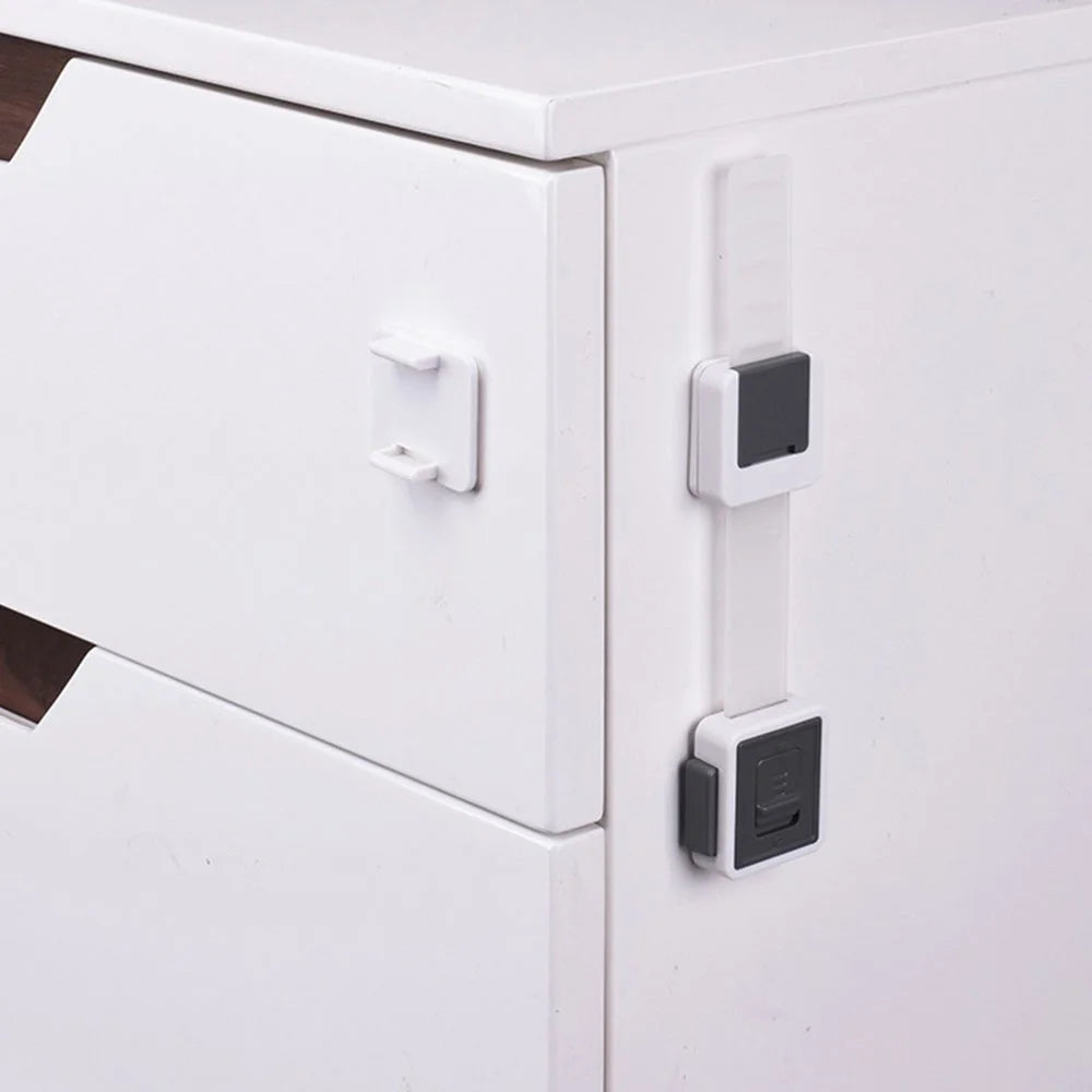 Child Safety Adjustable Drawer Latches Cabinet Locks Furniture Childproofing Lock - Grey - 3