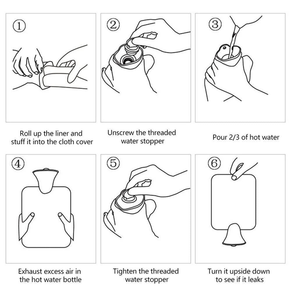 2000ML Refillable Hot Water Bag Winter Thicken Fluffy Hand Feet Warmer Water Bottle - Light Grey - 3