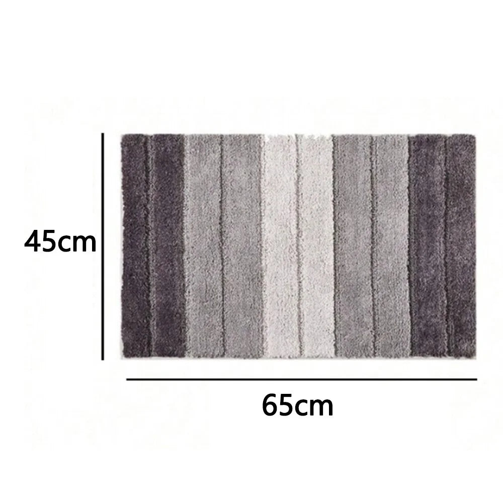 45 x 65cm Gradient Striped Water Absorbent Doormat Flocked Fiber Non Slip Bathroom Rug - Grey - 6
