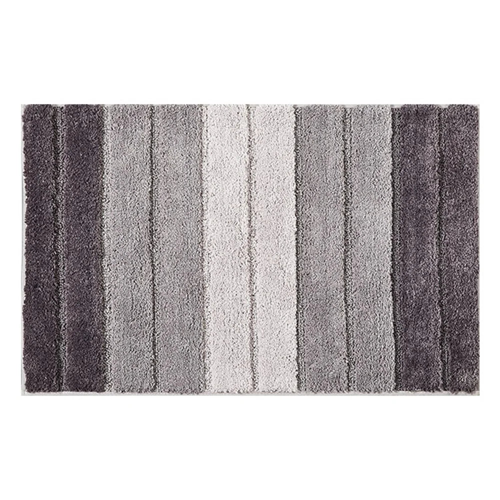 50 x 80cm Gradient Striped Water Absorbent Doormat Flocked Fiber Non Slip Bathroom Rug - Grey - 1
