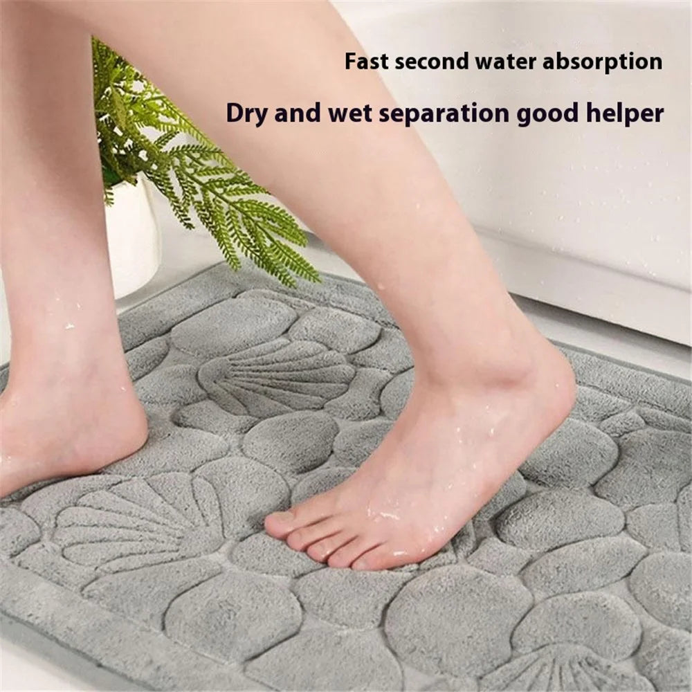 2Pcs / Set 3D Embossed Coral Fleece Absorbent Bath Mat Non Slip Entrance Doormat, 40x60cm + 50x80cm - Khaki - 4
