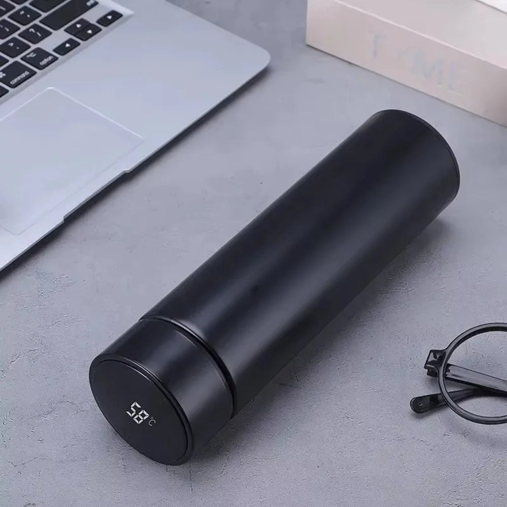500ML Smart Temperature Display Water Bottle Double Wall Vacuum Insulated Cup Stainless Steel - Black - 2