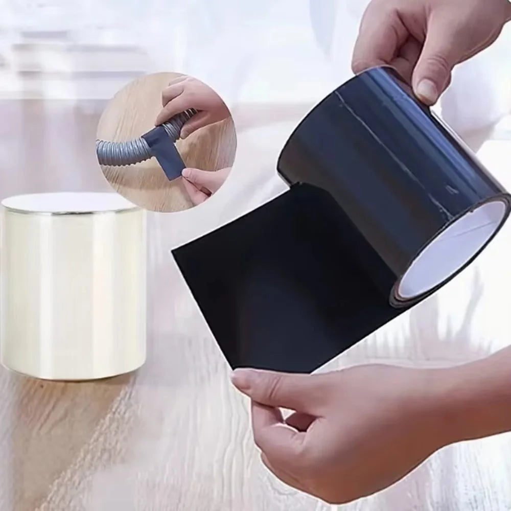10x150cm PVC Waterproof Tape Kitchen Bathroom Pipe Leak Repair Strong Adhesive Sealant Tape - Black - 5