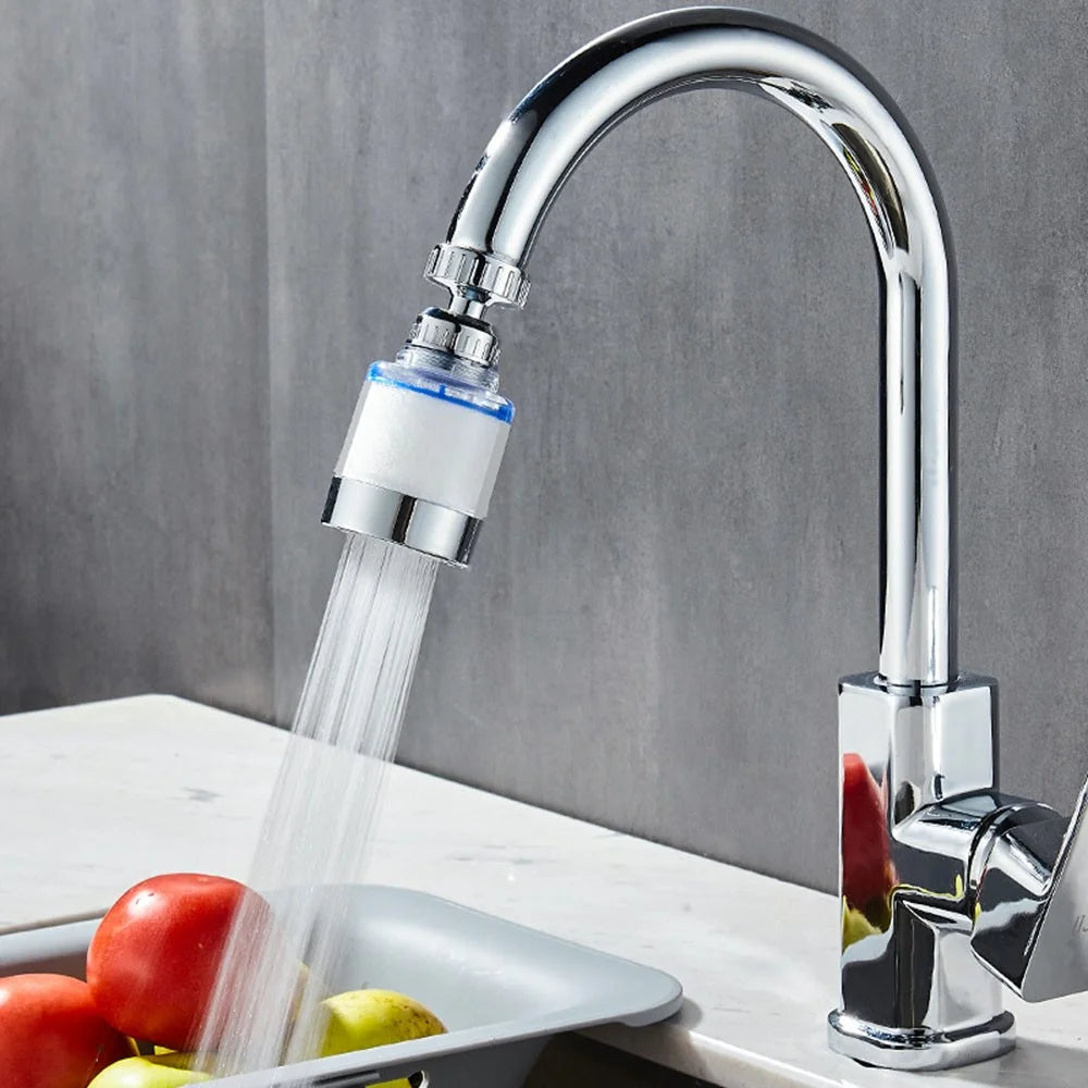 Faucet Filter Splash-Proof Aerator Kitchen Tap Rotating Spout with Universal Connector + Spare Filter Element - 6