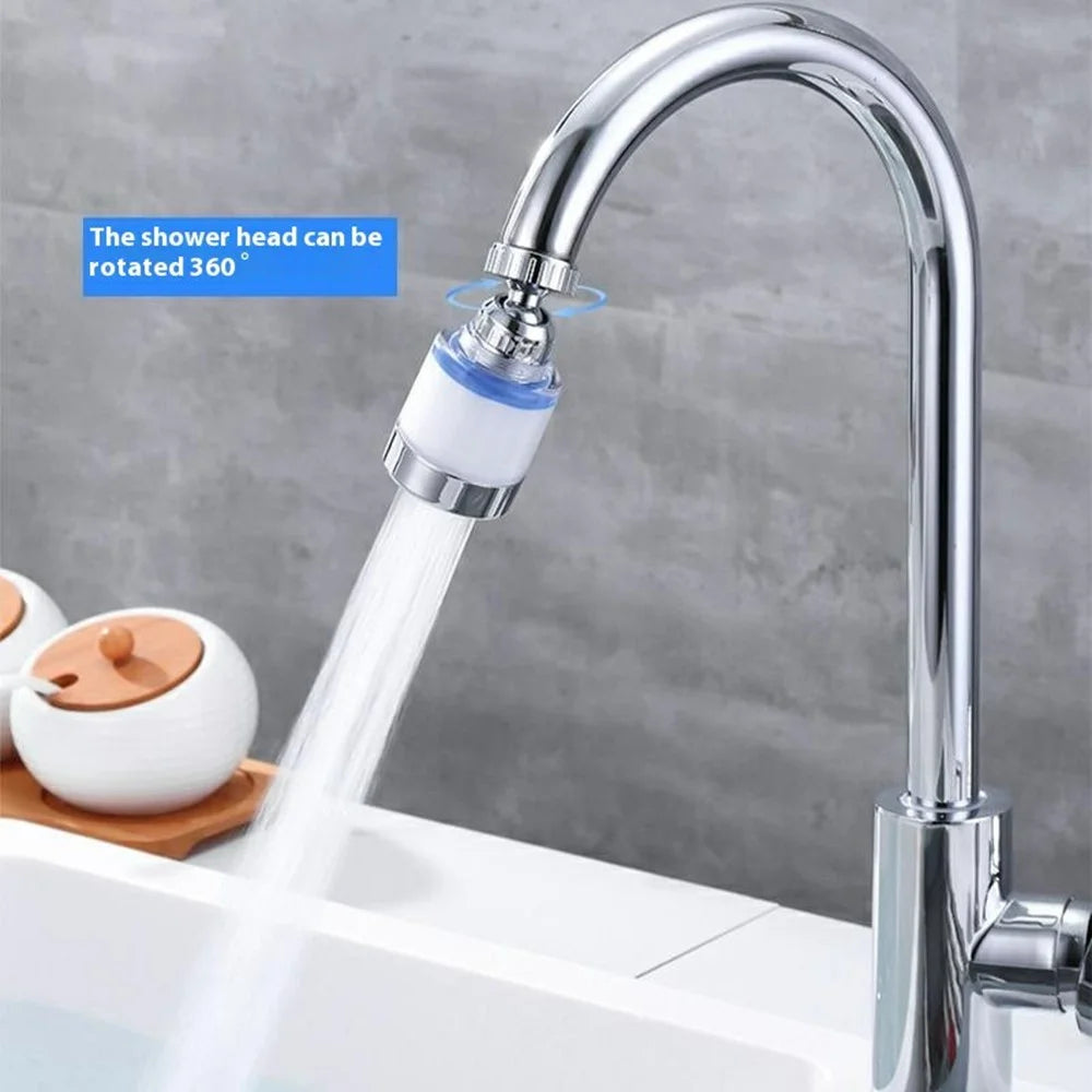 Water Faucet Filter Splash Proof Sprayer Kitchen Tap Pressure Booster Rotatable Spout with 2 Filter Cartridges - 4