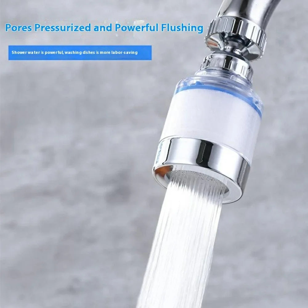 Water Faucet Filter Splash Proof Sprayer Kitchen Tap Pressure Booster Rotatable Spout with 2 Filter Cartridges - 5