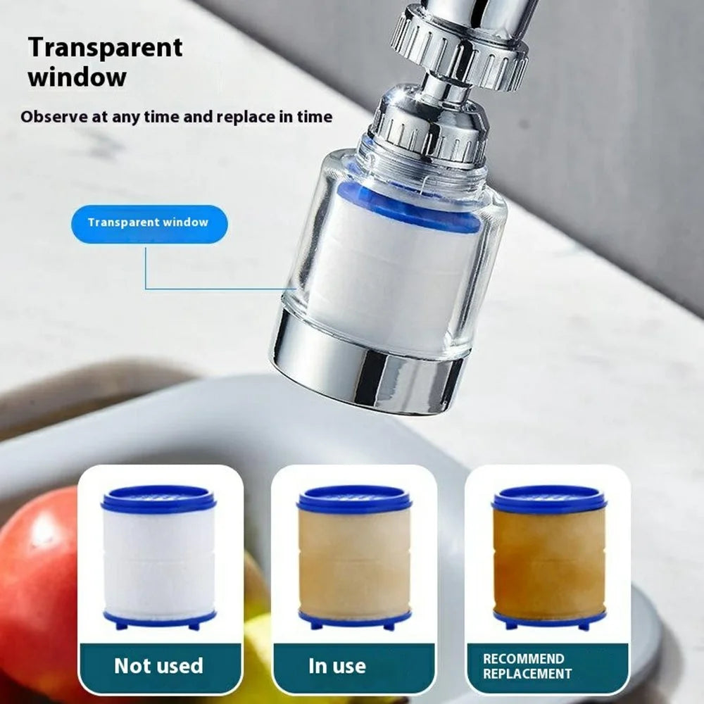 Water Faucet Filter Splash Proof Sprayer Kitchen Tap Pressure Booster Rotatable Spout with 9 Filter Cartridges - 2