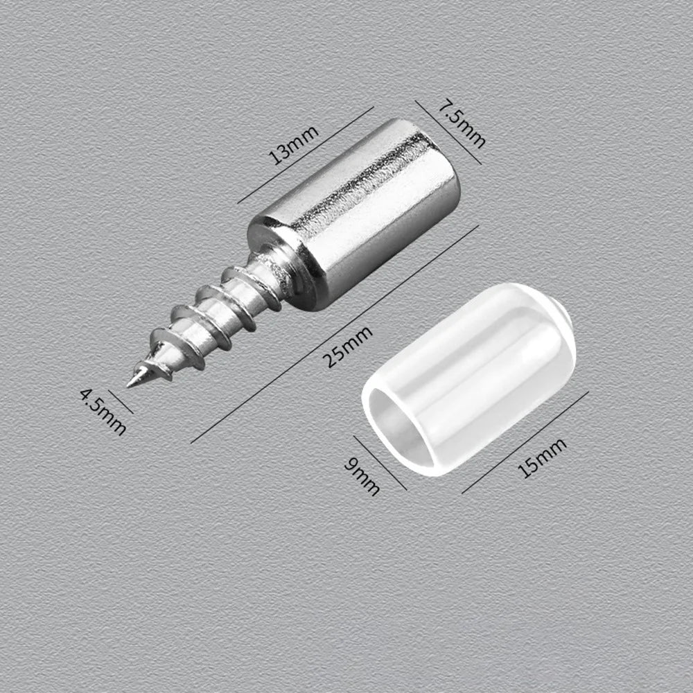 20Pcs Self Tapping Shelf Support Pins Cabinet Fixing Glass Partition Holder Iron Screws with Rubber Sleeve - Clear Rubber Sleeve - 2