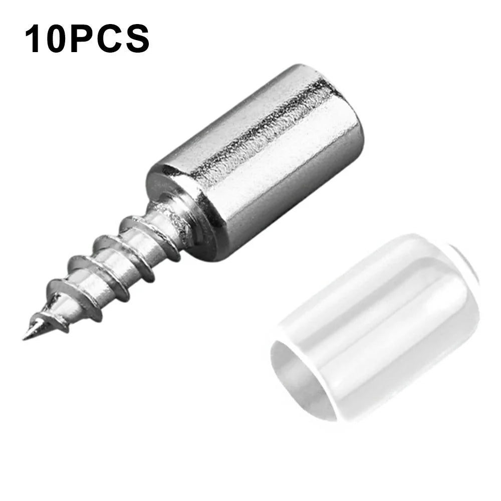 10Pcs Self Tapping Shelf Support Pins Cabinet Fixing Glass Partition Holder Iron Screws with Rubber Sleeve - Clear Rubber Sleeve - 1