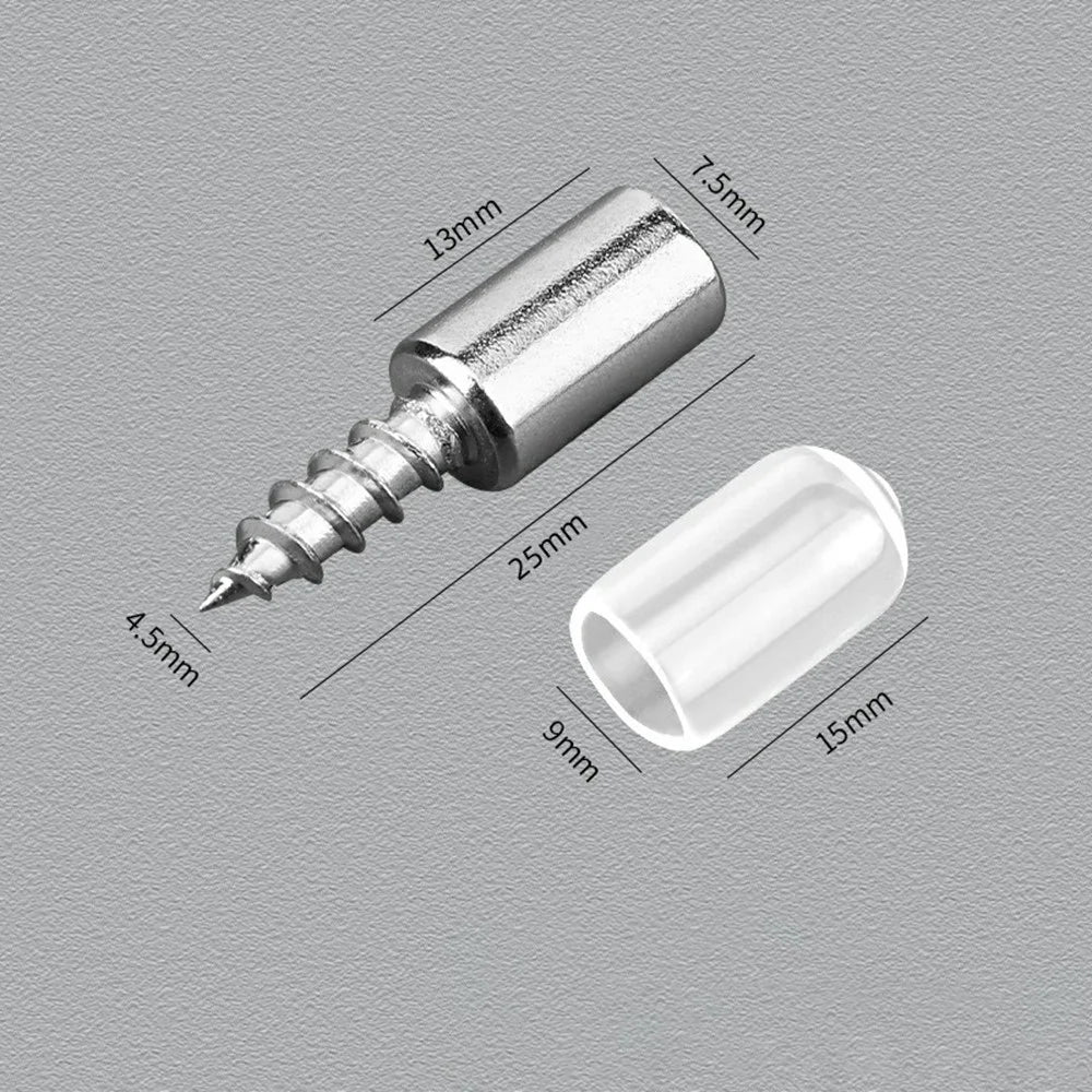 10Pcs Self Tapping Shelf Support Pins Cabinet Fixing Glass Partition Holder Iron Screws with Rubber Sleeve - Clear Rubber Sleeve - 2