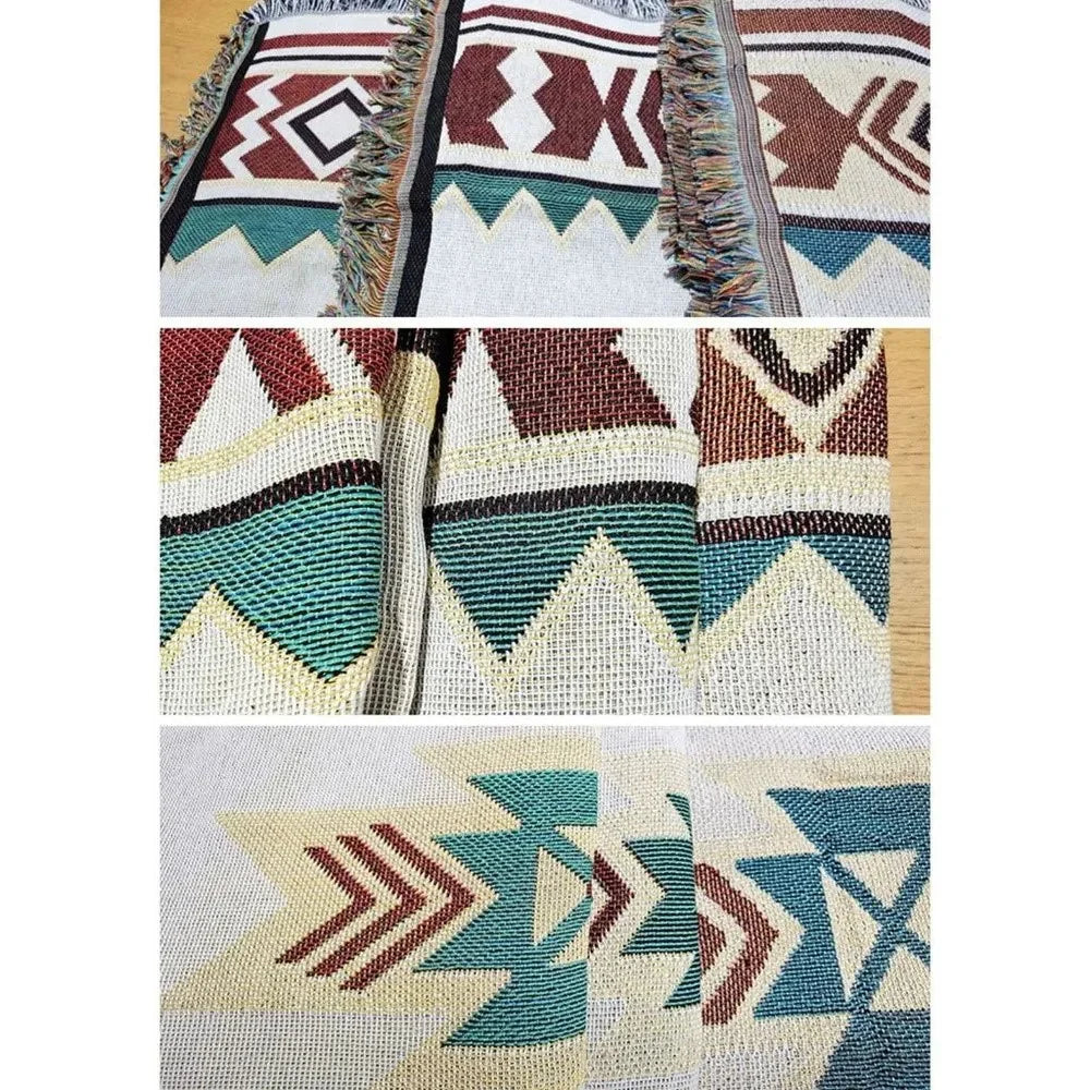 90x90cm Picnic Blanket Thick Moisture-Proof Bohemian Ground Mat for Outdoor Camping Beach - Maple Leaf - 6
