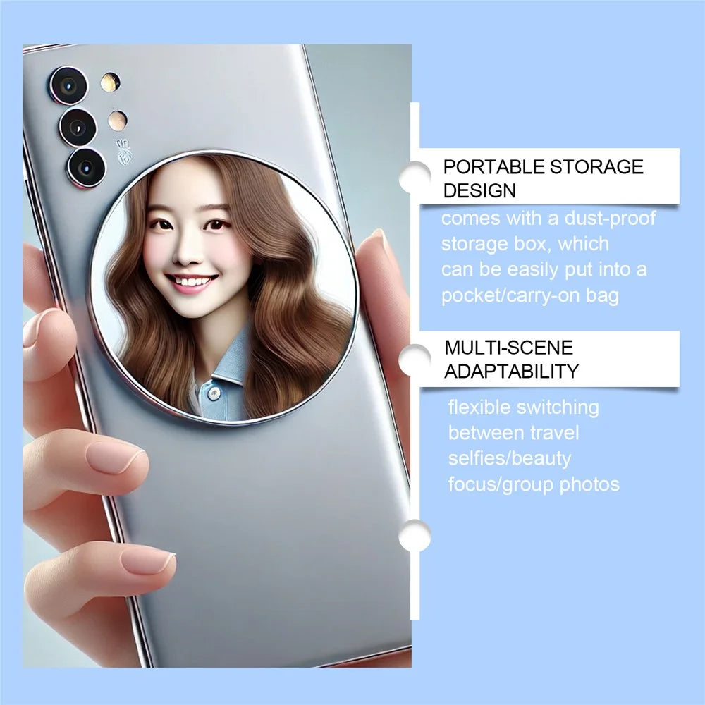 JUE-FISH JU-A02-0001-02 Selfie Mirror Portable Photography Auxiliary Convex Reflector, White - 3