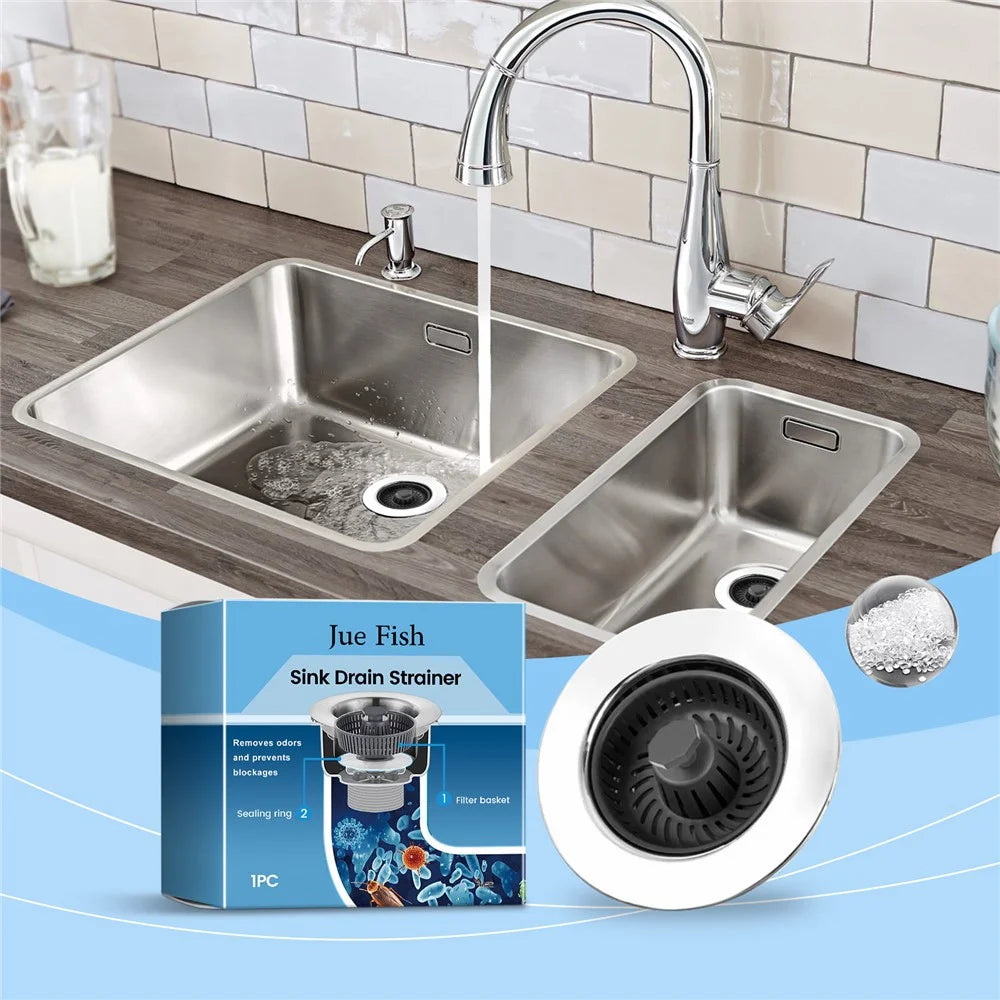 JUE-FISH JU-C09-0129-01 Kitchen Sink Strainer Drain Filter Basket Anti Clogging Food Debris Catcher - 2