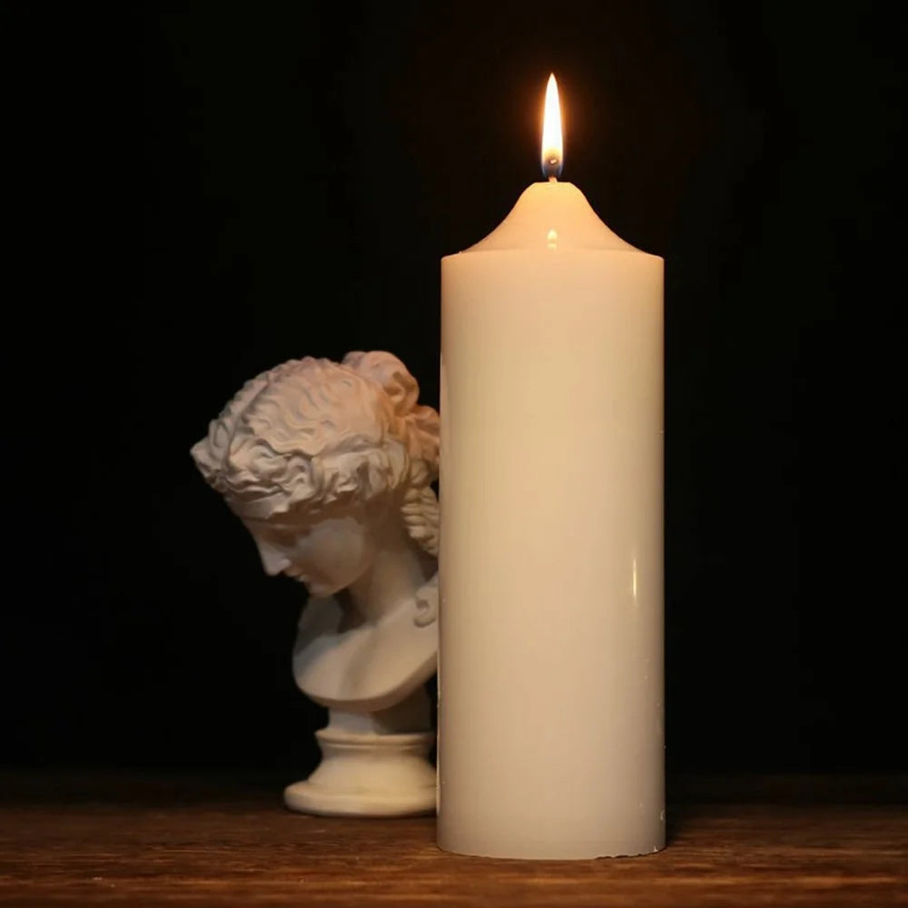 7x25cm Classic White Pointed Top Round Candle for Home Lighting Dinner Decoration Party Illumination - 2