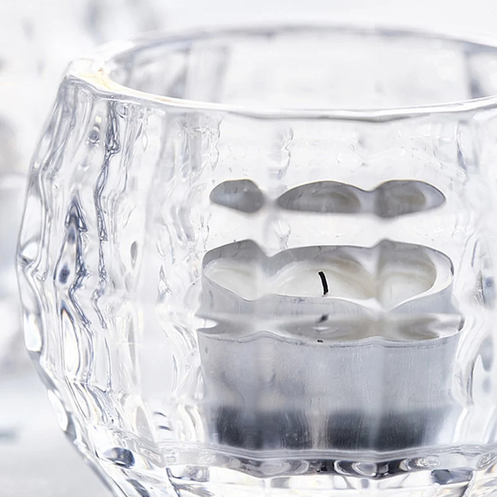 Transparent Glass Candle Holder Candlelight Prop Dining Table Candle Container Home Decor - 4
