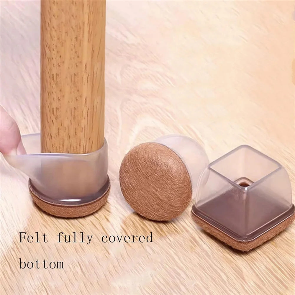 8Pcs Square Chair Leg Covers for 19-25mm Furniture Feet Protectors Noise Reducing Anti-Slip Wear-Resistant - Transparent - 5