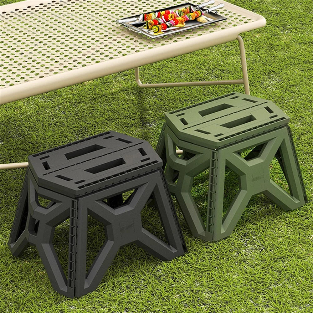 Large Size Folding Stool Portable Plastic Chair Lightweight Camping Fishing Seat for Adults Children - Green - 4