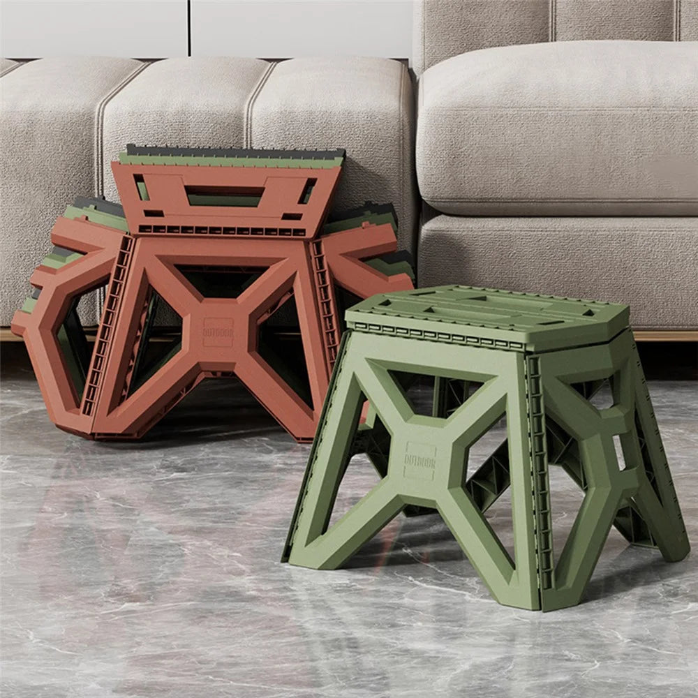 Large Size Folding Stool Portable Plastic Chair Lightweight Camping Fishing Seat for Adults Children - Green - 5