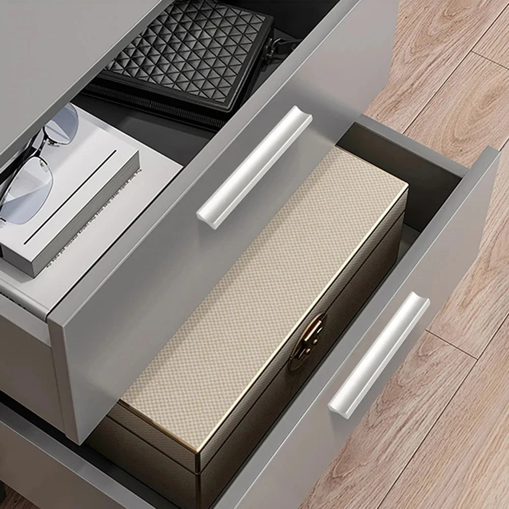 Drawer Pull 192mm Hole Center, 220mm Length Aluminum Alloy Kitchen Cabinet Handle Furniture Hardware - Matte Silver - 4