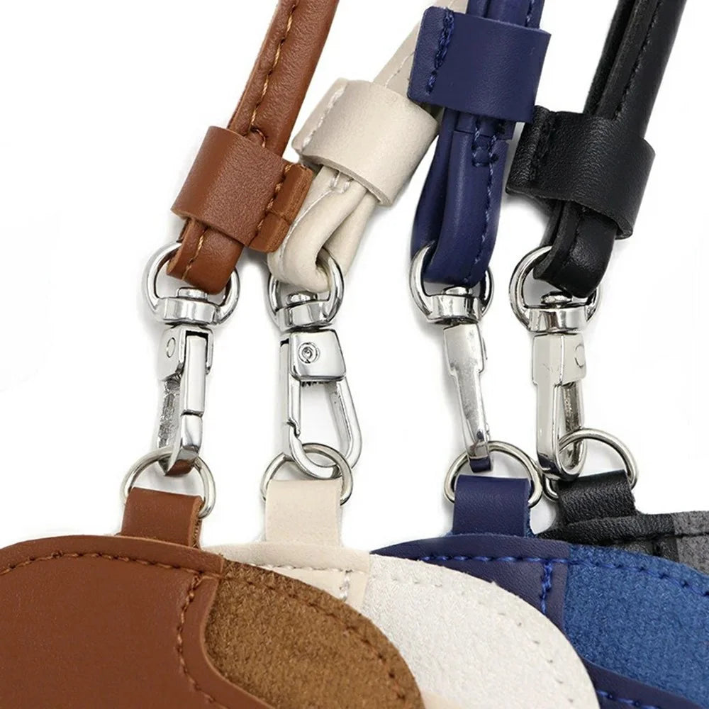 Portable Eyeglass Case Neck Hanging Sunglasses Holder PU Leather Reading Glasses Storage Pouch - Coffee - 5