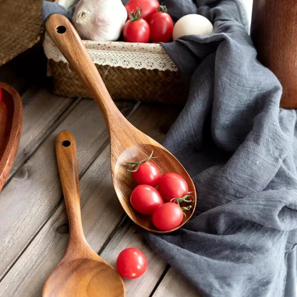 5Pcs / Set Acacia Wood Kitchen Utensil Ladle Spatula Salad Fork Home Cooking Tools (BPA Free, No FDA) - 2
