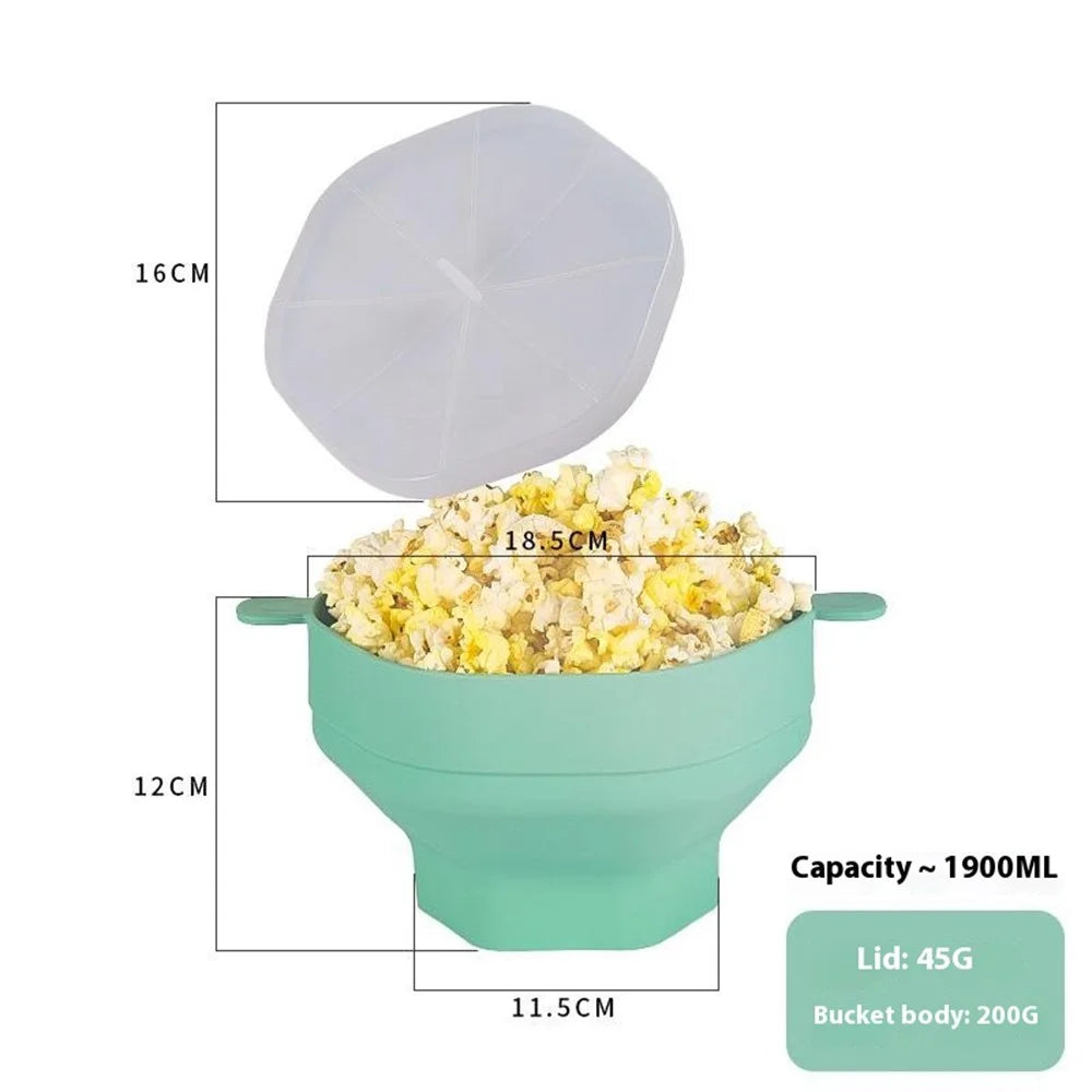 Silicone Popcorn Bowl Microwave Safe Reusable Collapsible Container with Lid  (BPA Free, FDA Certified) - Cyan - 2