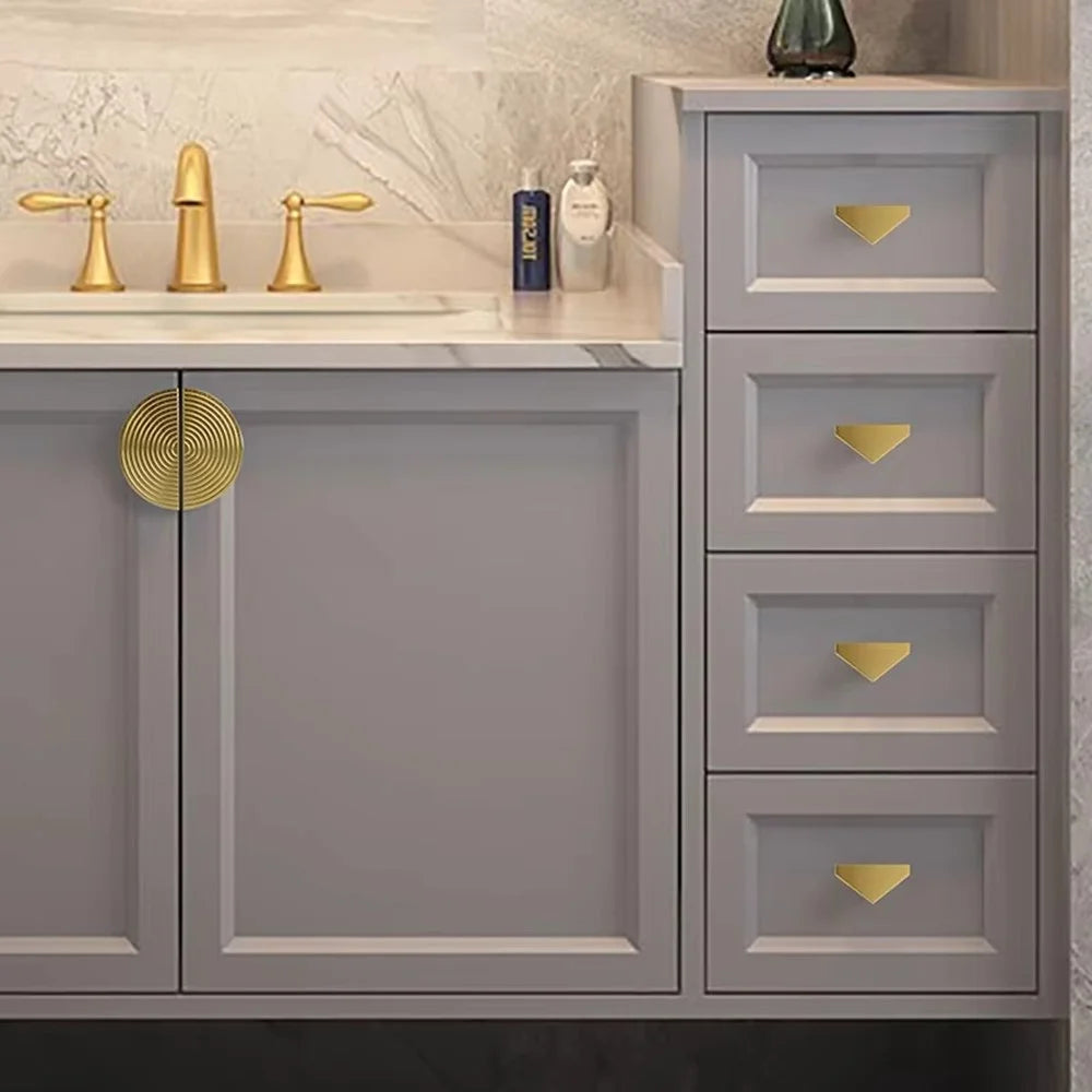 New Chinese Style Copper Tone Drawer Pull Handle Furniture Cabinet Handles, H3315 Single Hole Half Round - 2