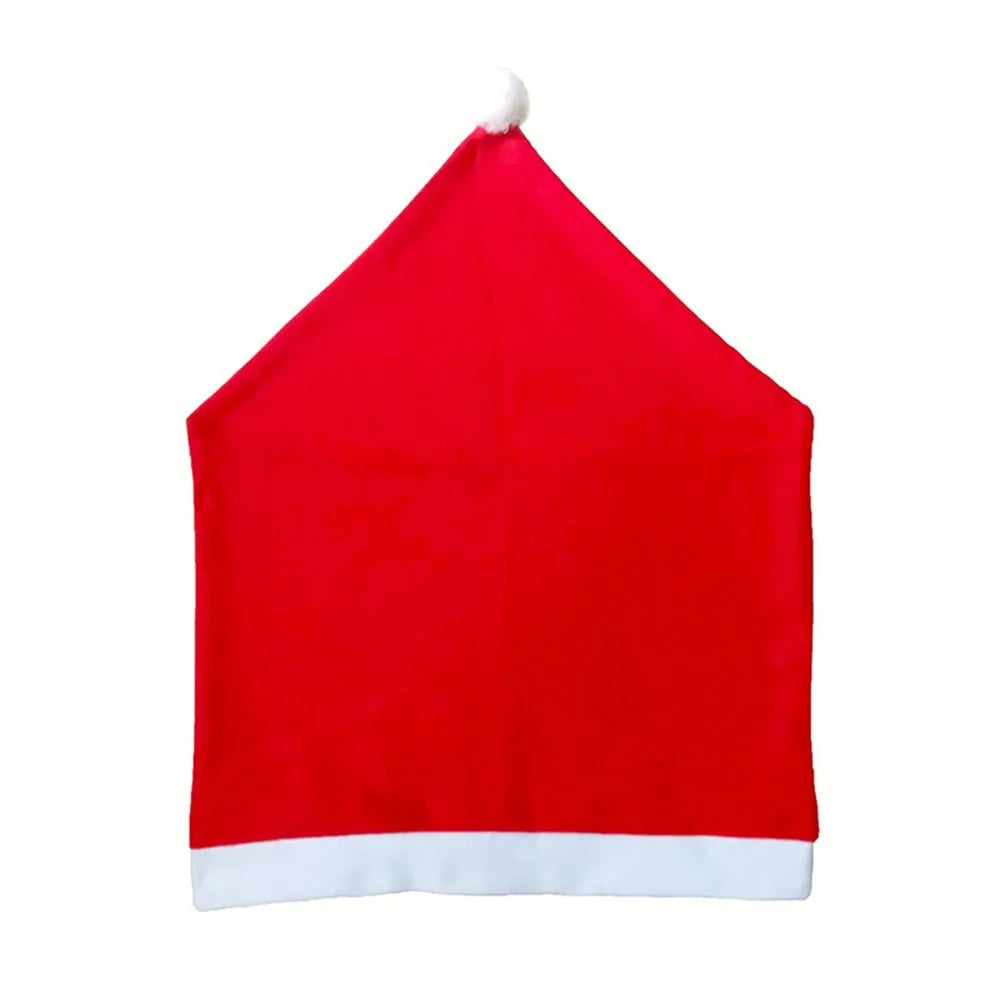 SDYT003 6Pcs / Set Christmas Chair Cover Santa Claus Hat Dining Chair Cover Cap Slipcover Home Kitchen Table Decor - 2