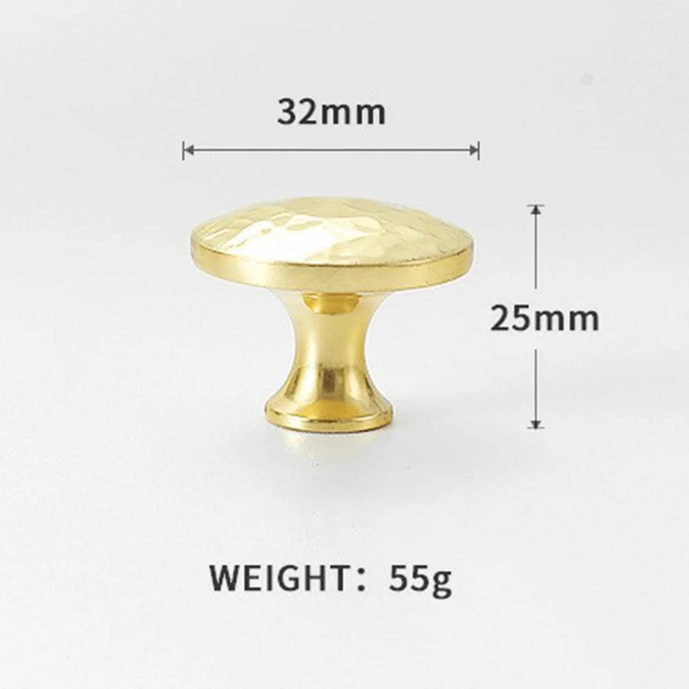 Hammered Texture Single Hole Brass Cabinet Handle European Style Drawer Wardrobe Door Pull Knob - 5