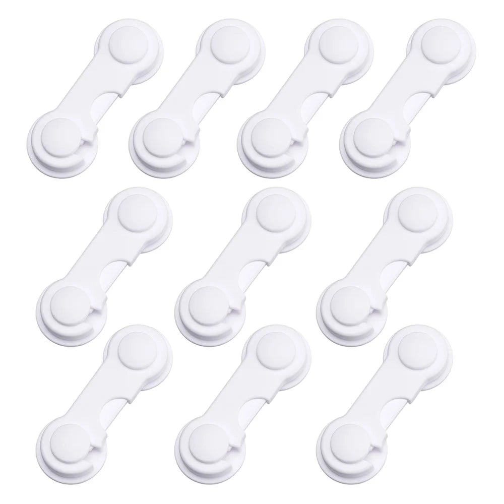 10Pcs Baby Child Safety Drawer Lock Refrigerator Cabinet Anti Pinch ABS Protective Latch - White - 1