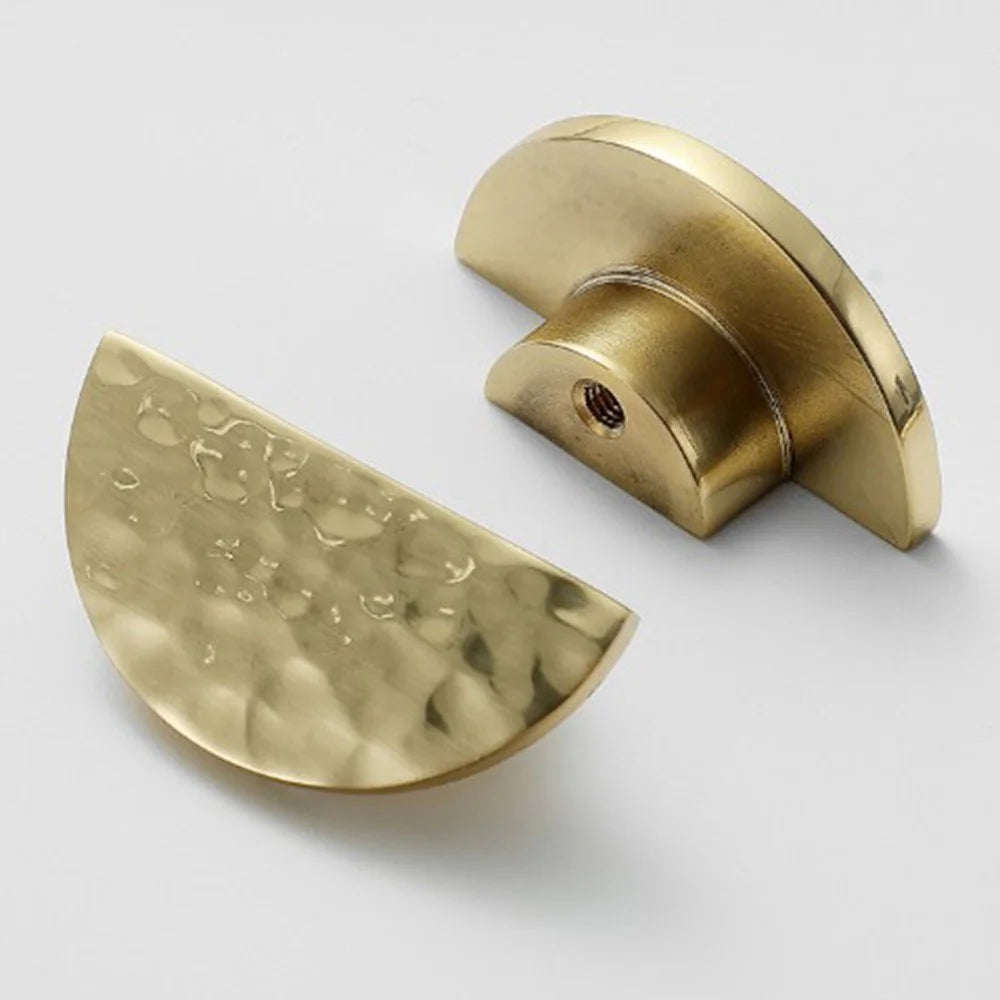 Semicircle Hammered Texture Single Hole Cabinet Handle European Style Drawer Wardrobe Door Brass Pull Knob - 3
