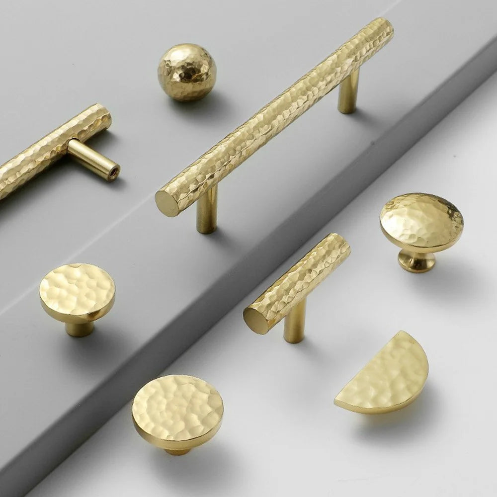 Semicircle Hammered Texture Single Hole Cabinet Handle European Style Drawer Wardrobe Door Brass Pull Knob - 4