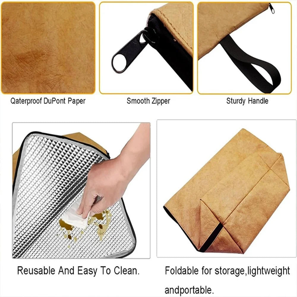 Large Capacity Kraft Paper Insulated Bag Waterproof BBQ Meat Cooler with Thick Aluminum Foil Lining (BPA Free, No FDA) - 4