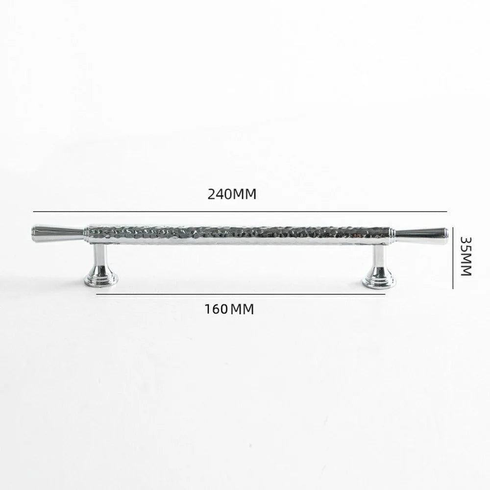 Brass French Cabinet Handles 9074 Hammered Textured 160mm Hole Center Wardrobe Drawer Pulls - Bright Chrome - 4