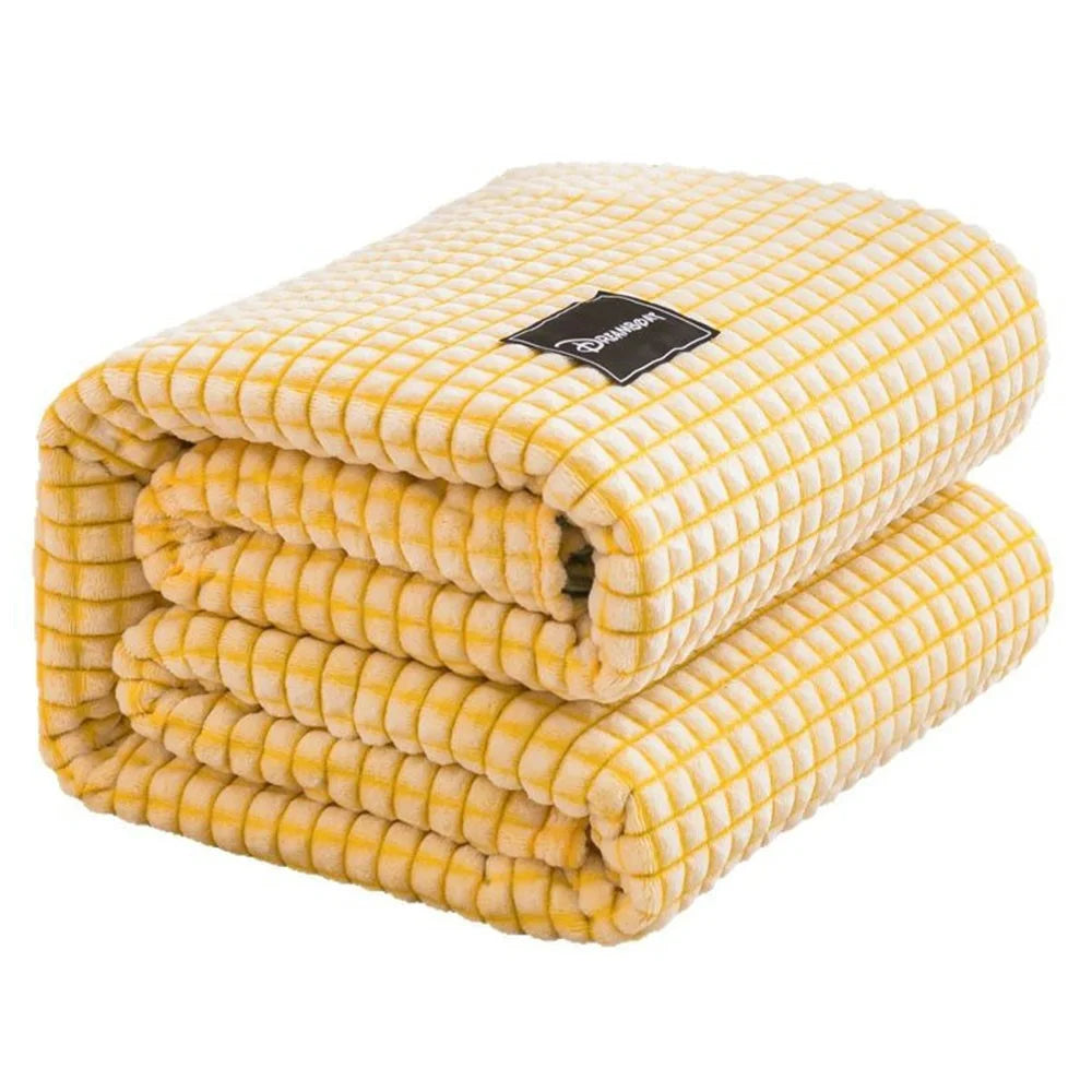 180 x 200cm Ultra Soft Milk Velvet Throw Blanket for Nap Solid Color Office Sofa Cover - Lemon Yellow - 2